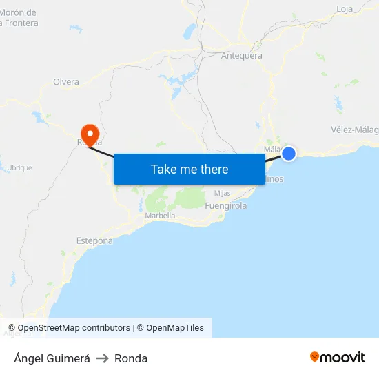 Ángel Guimerá to Ronda map