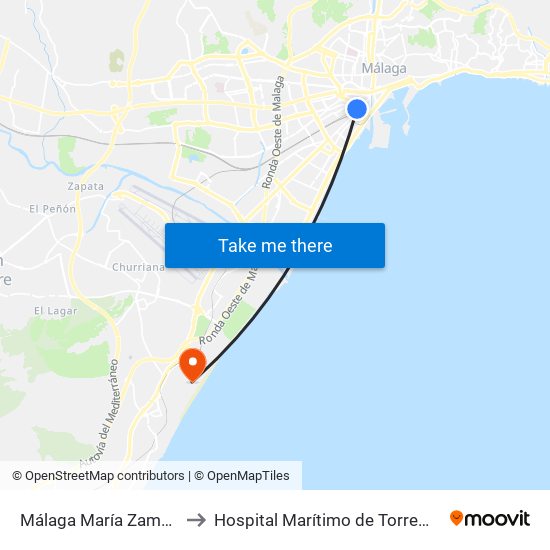 Málaga María Zambrano to Hospital Marítimo de Torremolinos map