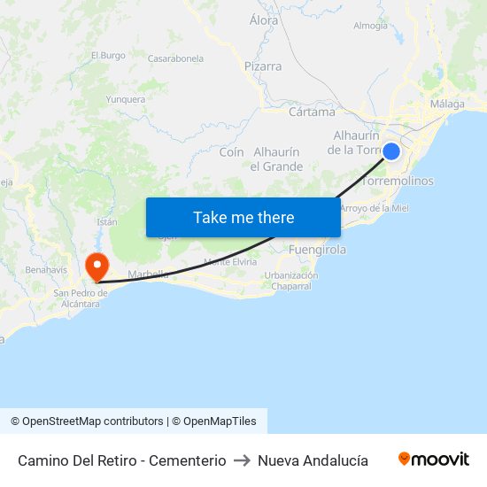 Camino Del Retiro - Cementerio to Nueva Andalucía map