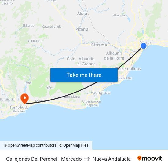 Callejones Del Perchel - Mercado to Nueva Andalucía map