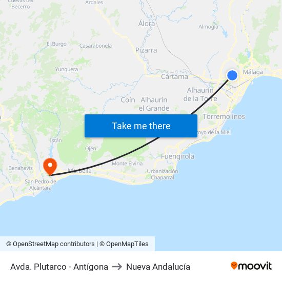 Avda. Plutarco - Antígona to Nueva Andalucía map