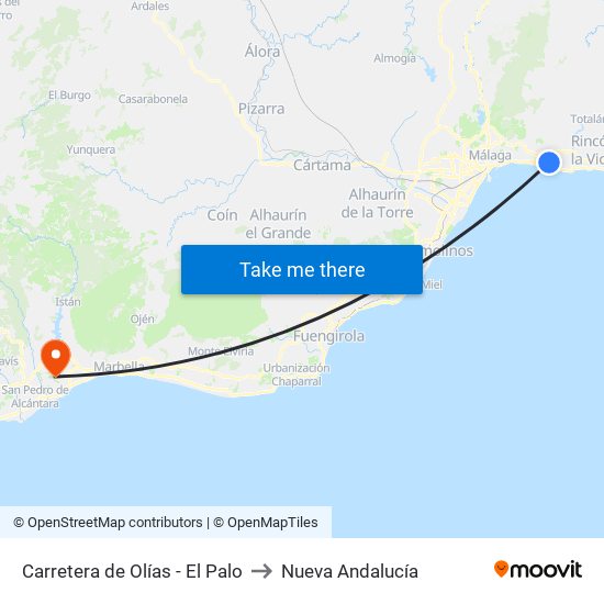 Carretera de Olías - El Palo to Nueva Andalucía map