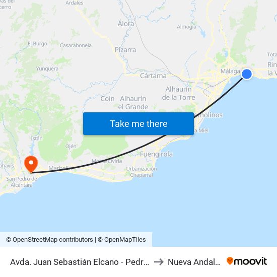 Avda. Juan Sebastián Elcano - Pedregalejo to Nueva Andalucía map
