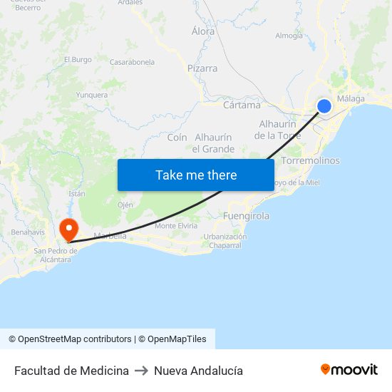 Facultad de Medicina to Nueva Andalucía map