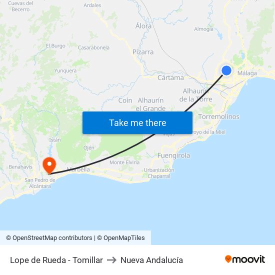 Lope de Rueda - Tomillar to Nueva Andalucía map