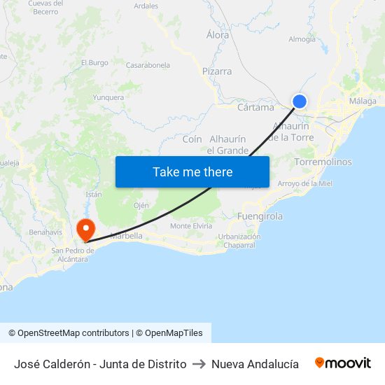 José Calderón - Junta de Distrito to Nueva Andalucía map