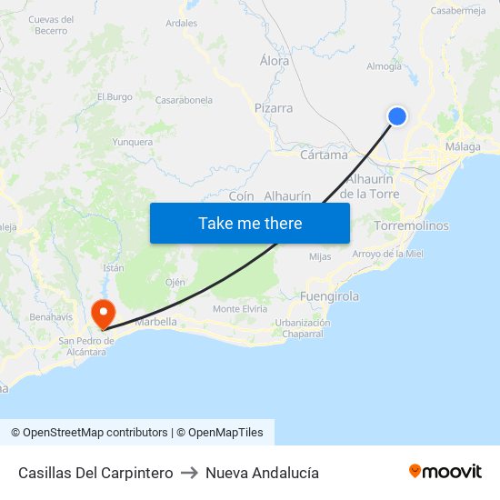 Casillas Del Carpintero to Nueva Andalucía map