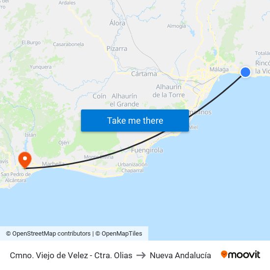 Cmno. Viejo de Velez - Ctra. Olias to Nueva Andalucía map