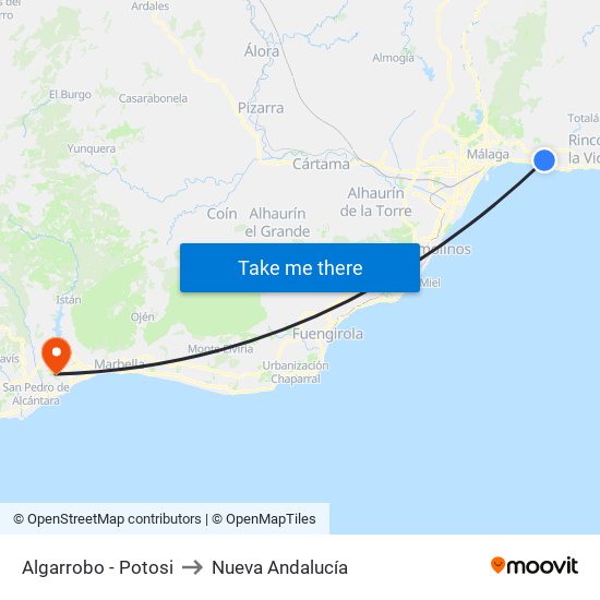 Algarrobo - Potosi to Nueva Andalucía map