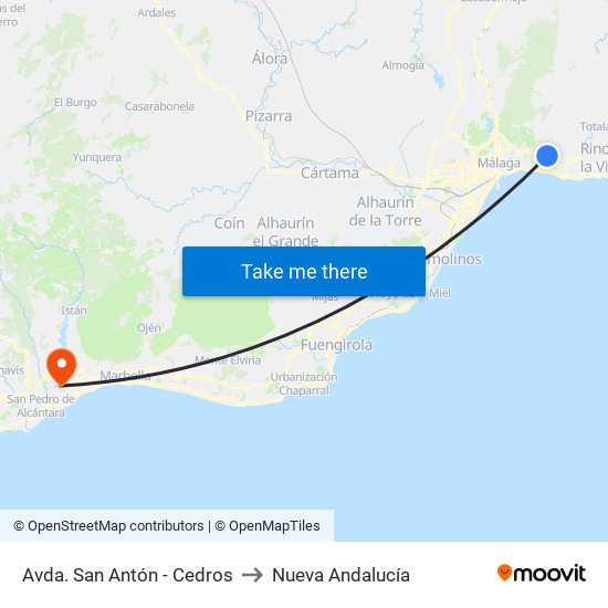 Avda. San Antón - Cedros to Nueva Andalucía map