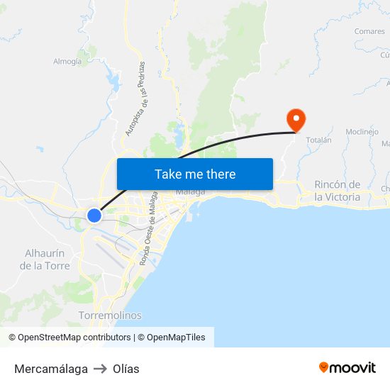 Mercamálaga to Olías map