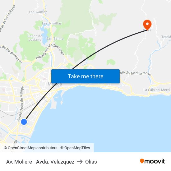 Av. Moliere - Avda. Velazquez to Olías map