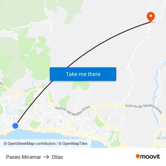 Paseo Miramar to Olías map