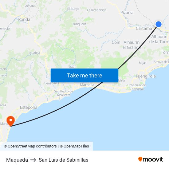 Maqueda to San Luis de Sabinillas map