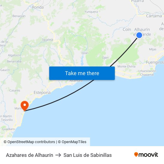 Azahares de Alhaurín to San Luis de Sabinillas map