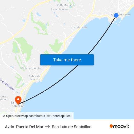 Avda. Puerta Del Mar to San Luis de Sabinillas map