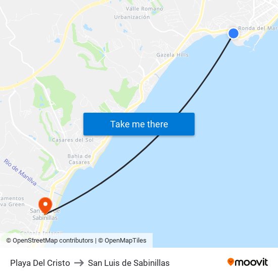 Playa Del Cristo to San Luis de Sabinillas map