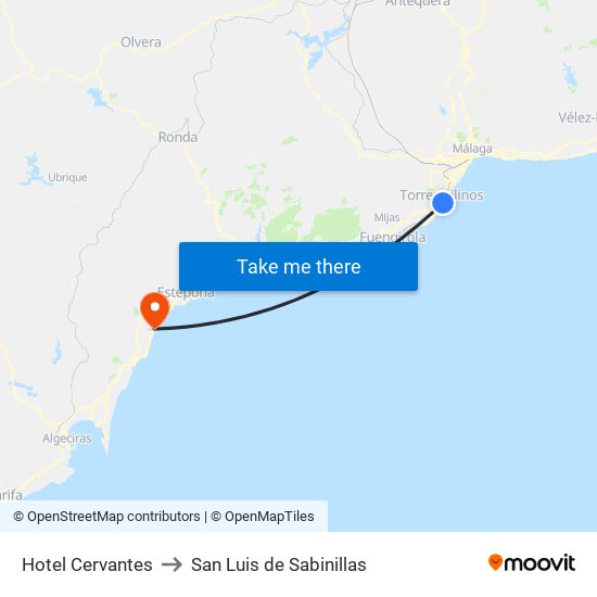 Hotel Cervantes to San Luis de Sabinillas map