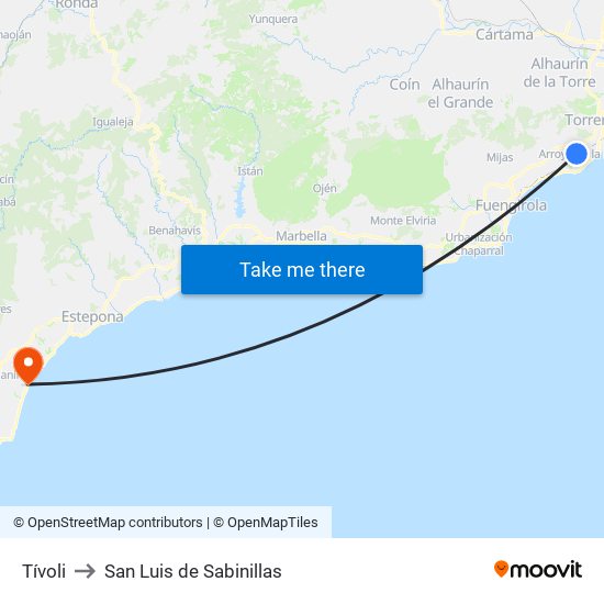 Tívoli to San Luis de Sabinillas map