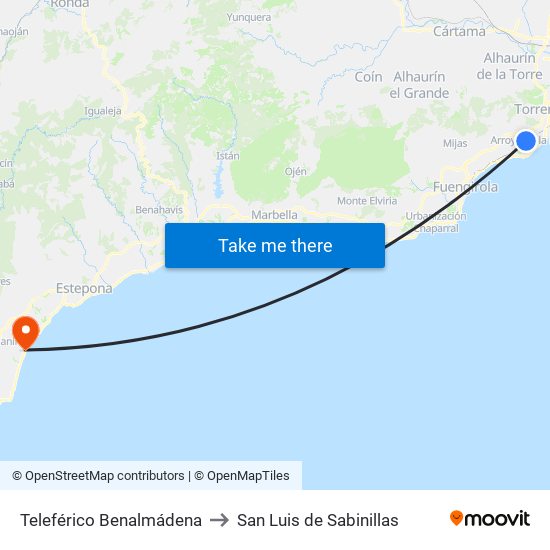 Teleférico Benalmádena to San Luis de Sabinillas map