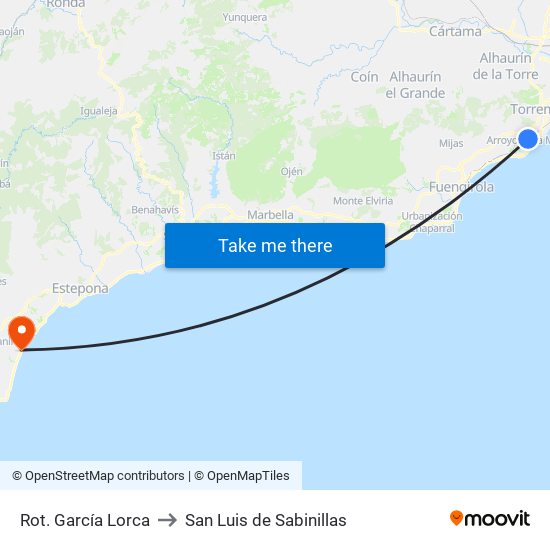 Rot. García Lorca to San Luis de Sabinillas map