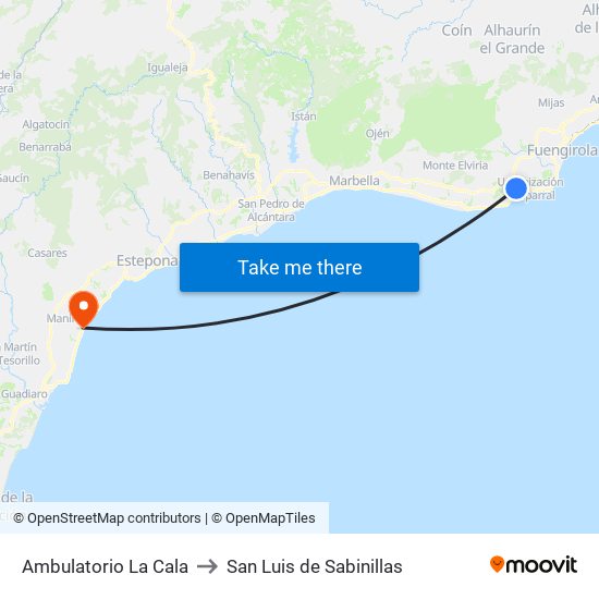 Ambulatorio La Cala to San Luis de Sabinillas map