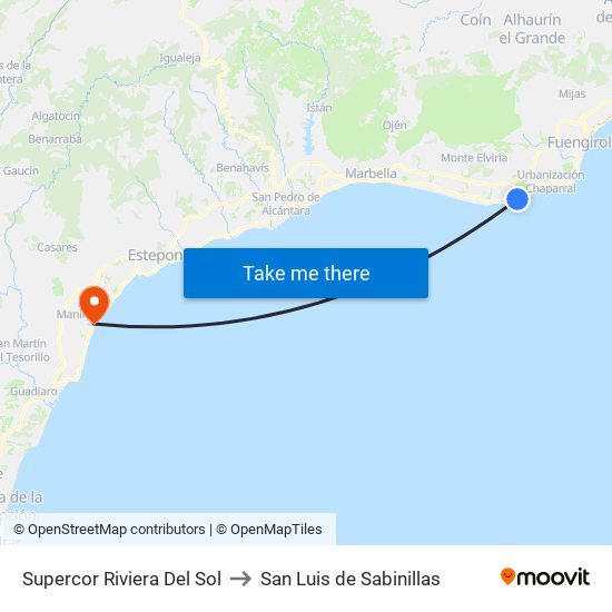 Supercor Riviera Del Sol to San Luis de Sabinillas map