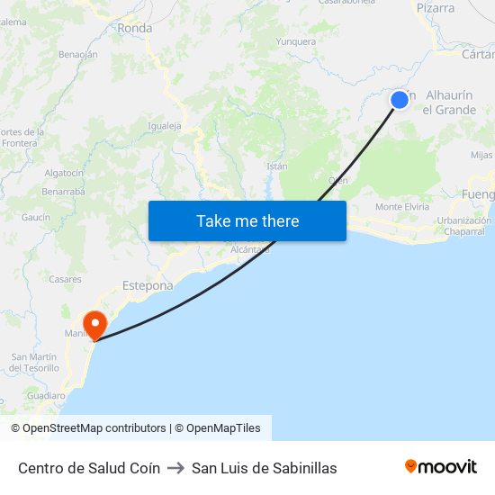 Centro de Salud Coín to San Luis de Sabinillas map