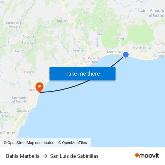 Bahía Marbella to San Luis de Sabinillas map