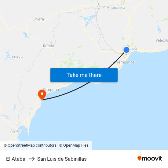 El Atabal to San Luis de Sabinillas map