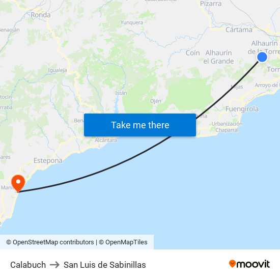 Calabuch to San Luis de Sabinillas map