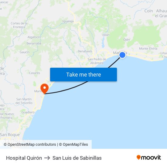 Hospital Quirón to San Luis de Sabinillas map