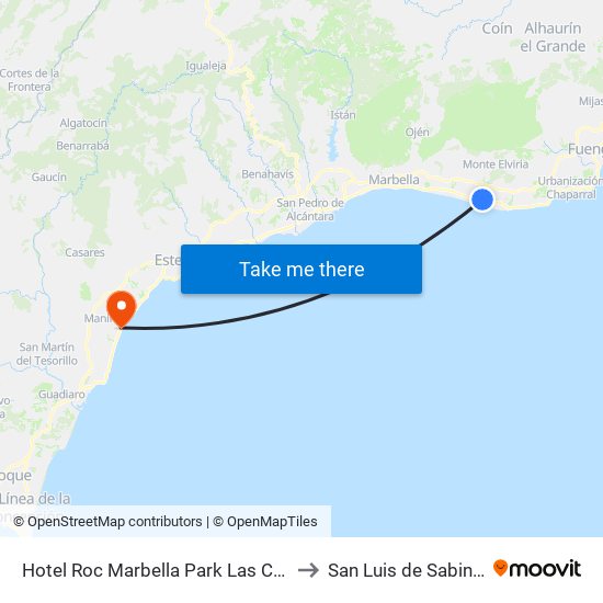 Hotel Roc Marbella Park Las Chapas to San Luis de Sabinillas map