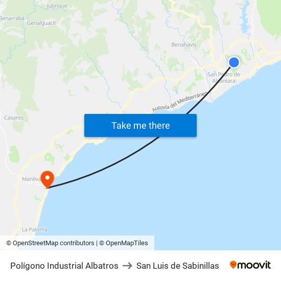 Polígono Industrial Albatros to San Luis de Sabinillas map