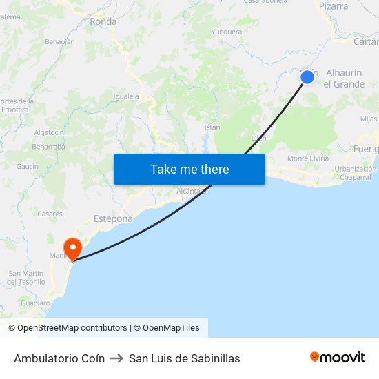 Ambulatorio Coín to San Luis de Sabinillas map