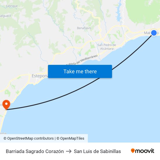 Barriada Sagrado Corazón to San Luis de Sabinillas map