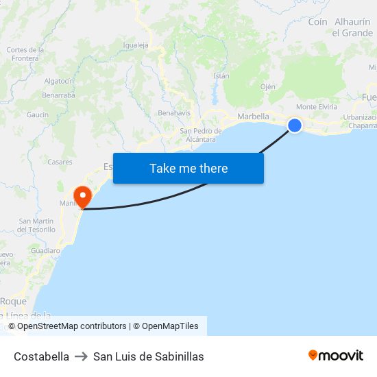 Costabella to San Luis de Sabinillas map