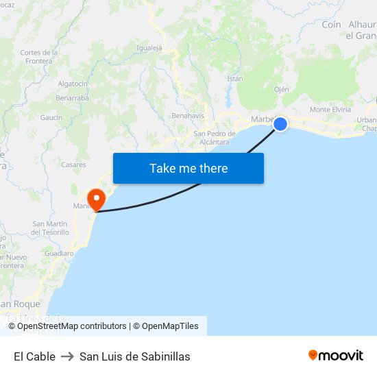 El Cable to San Luis de Sabinillas map