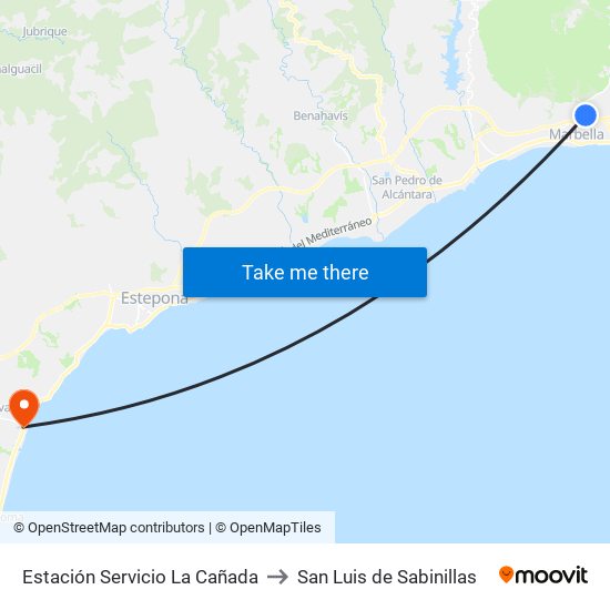 Estación Servicio La Cañada to San Luis de Sabinillas map