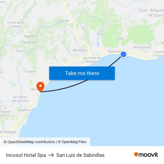 Incosol Hotel Spa to San Luis de Sabinillas map