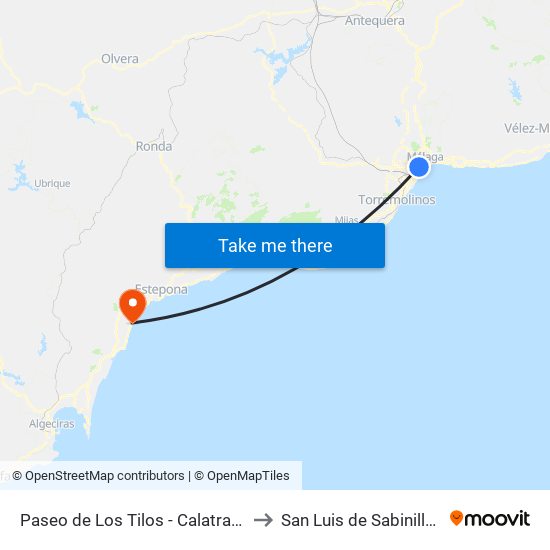 Paseo de Los Tilos - Calatrava to San Luis de Sabinillas map