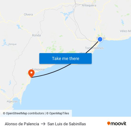 Alonso de Palencia to San Luis de Sabinillas map