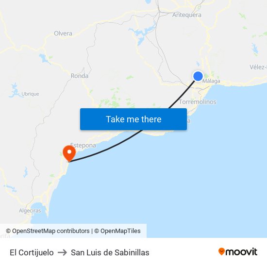 El Cortijuelo to San Luis de Sabinillas map
