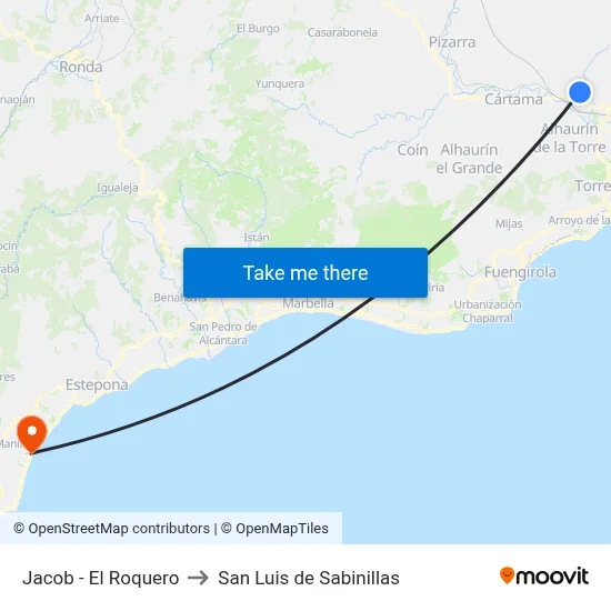 Jacob - El Roquero to San Luis de Sabinillas map