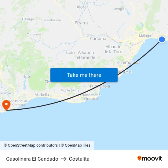 Gasolinera El Candado to Costalita map