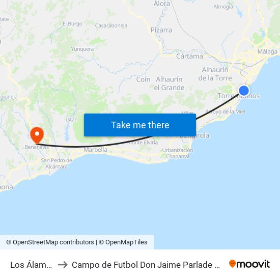 Los Álamos to Campo de Futbol Don Jaime Parlade Gros map