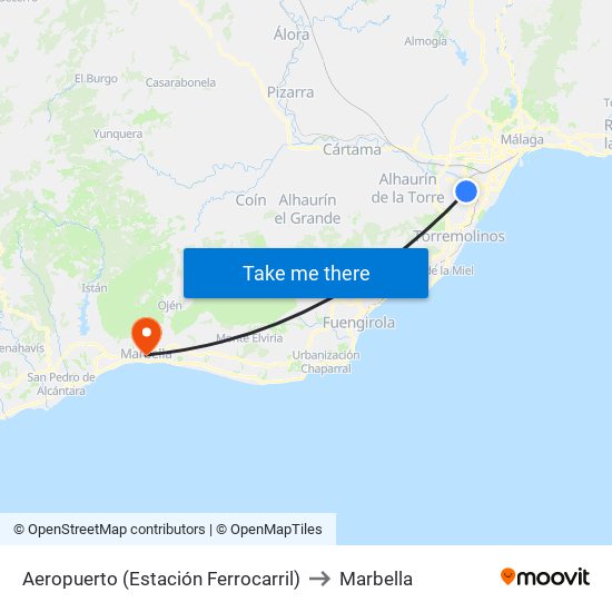 Aeropuerto (Estación Ferrocarril) to Marbella map