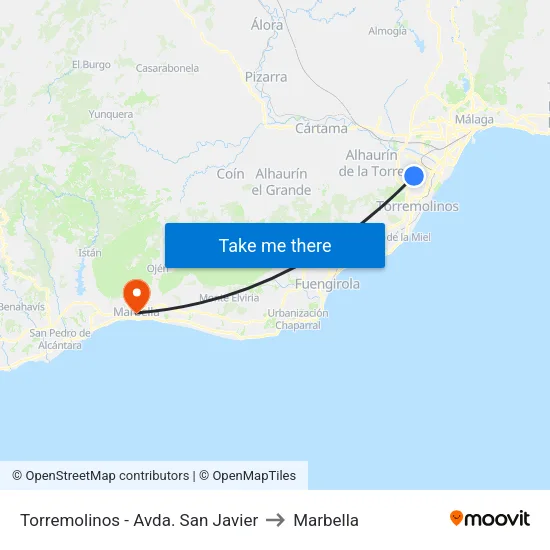 Torremolinos - Avda. San Javier to Marbella map