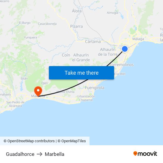 Guadalhorce to Marbella map