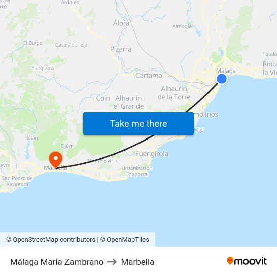 Málaga Maria Zambrano to Marbella map